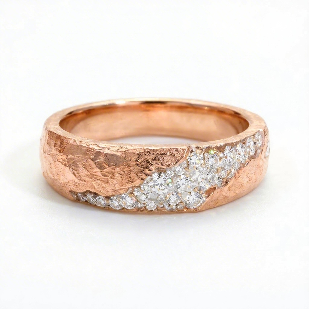 Matte White Galaxy Round Cut VVS Moissanite S925 Silver Wedding Band