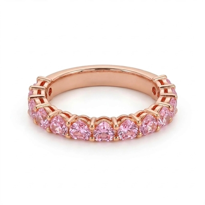 Eternity Pink Heart Cut S925 Silver Women‘s ’Band