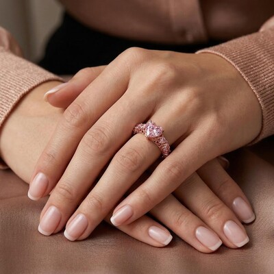 2.6ct TCW Natural-Inspired Pink Heart Cut S925 Silver Engagement Ring