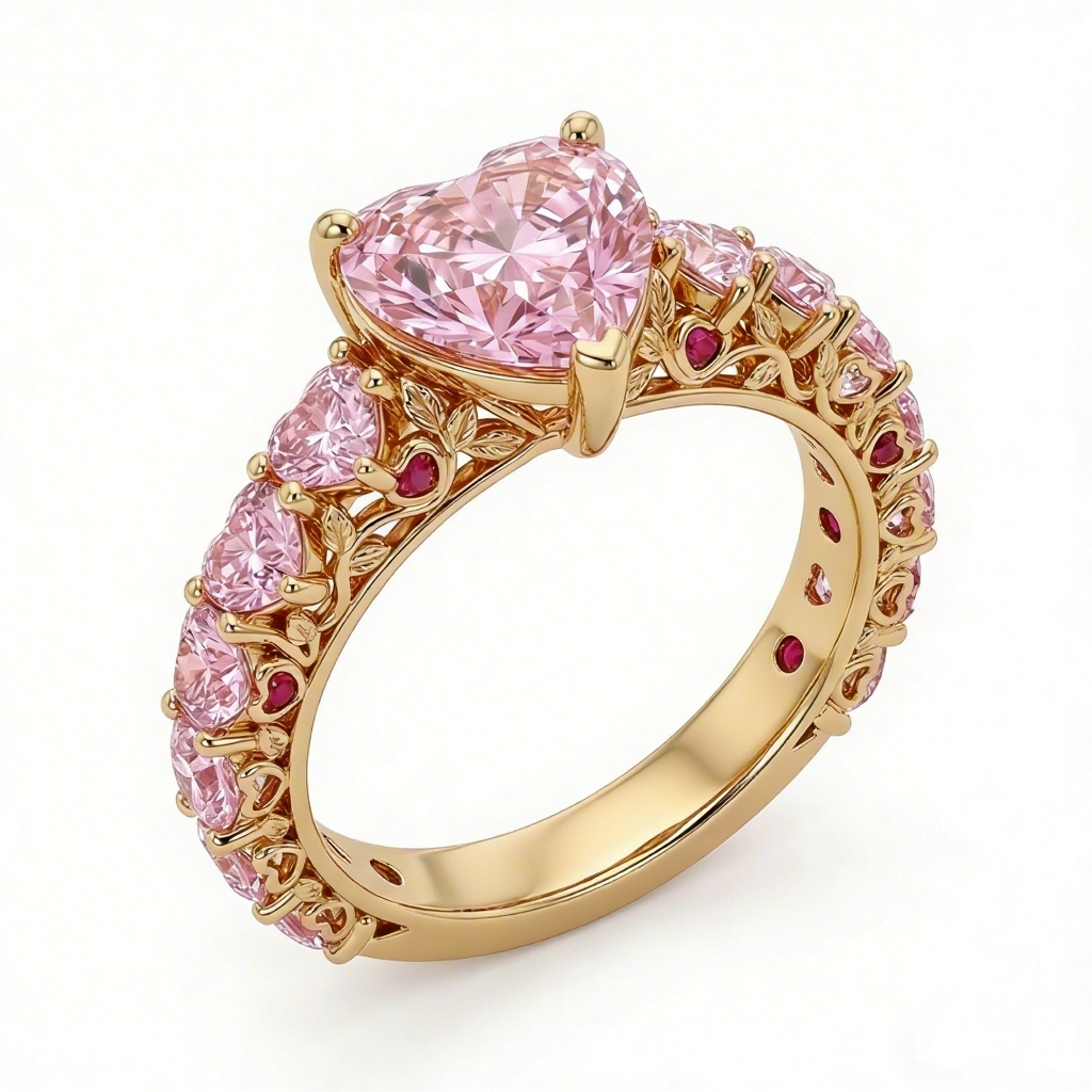 2.6ct CTW Natural-Inspired Pink Heart Cut S925 Silver Engagement Ring