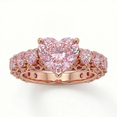 2.6ct CTW Natural-Inspired Pink Heart Cut S925 Silver Engagement Ring