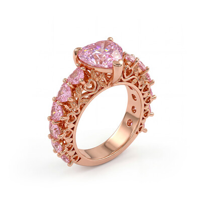 7.6ct. tw. Natural-Inspired Pink Heart Cut S925 Silver Engagement Ring