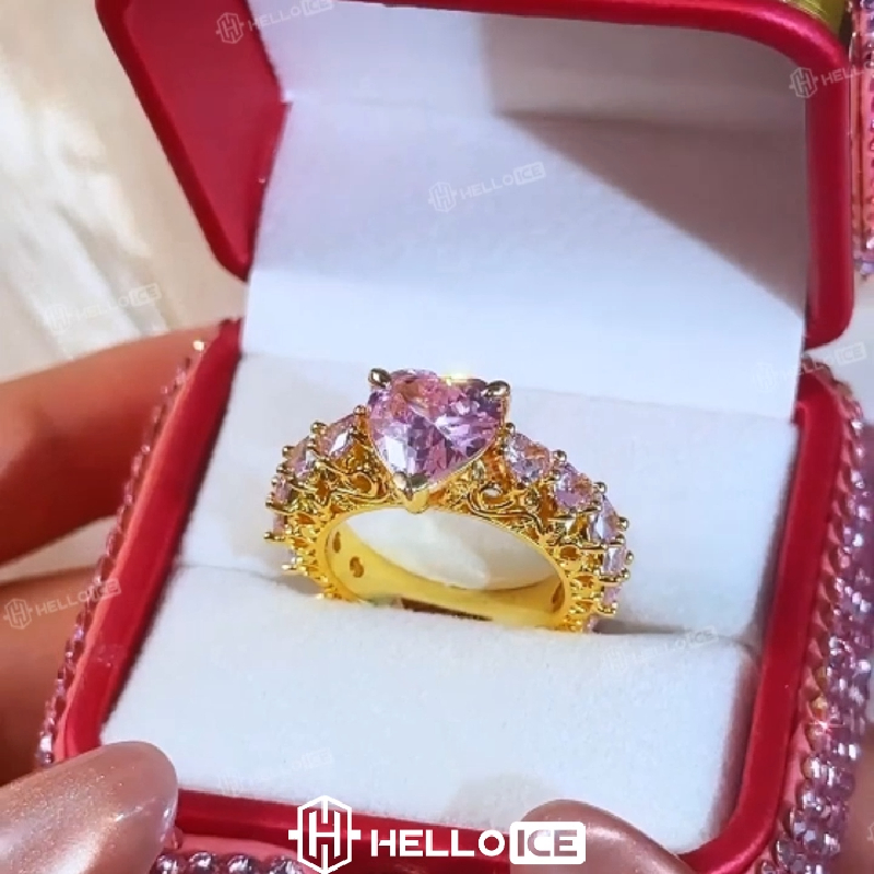 7.6 ct.tw. Natural-Inspired Pink Heart Cut S925 Silver Engagement Ring
