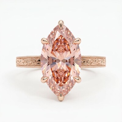 2.2ct CTW Pink Marquise Cut Vintage Pattern S925 Silver Engagement Ring
