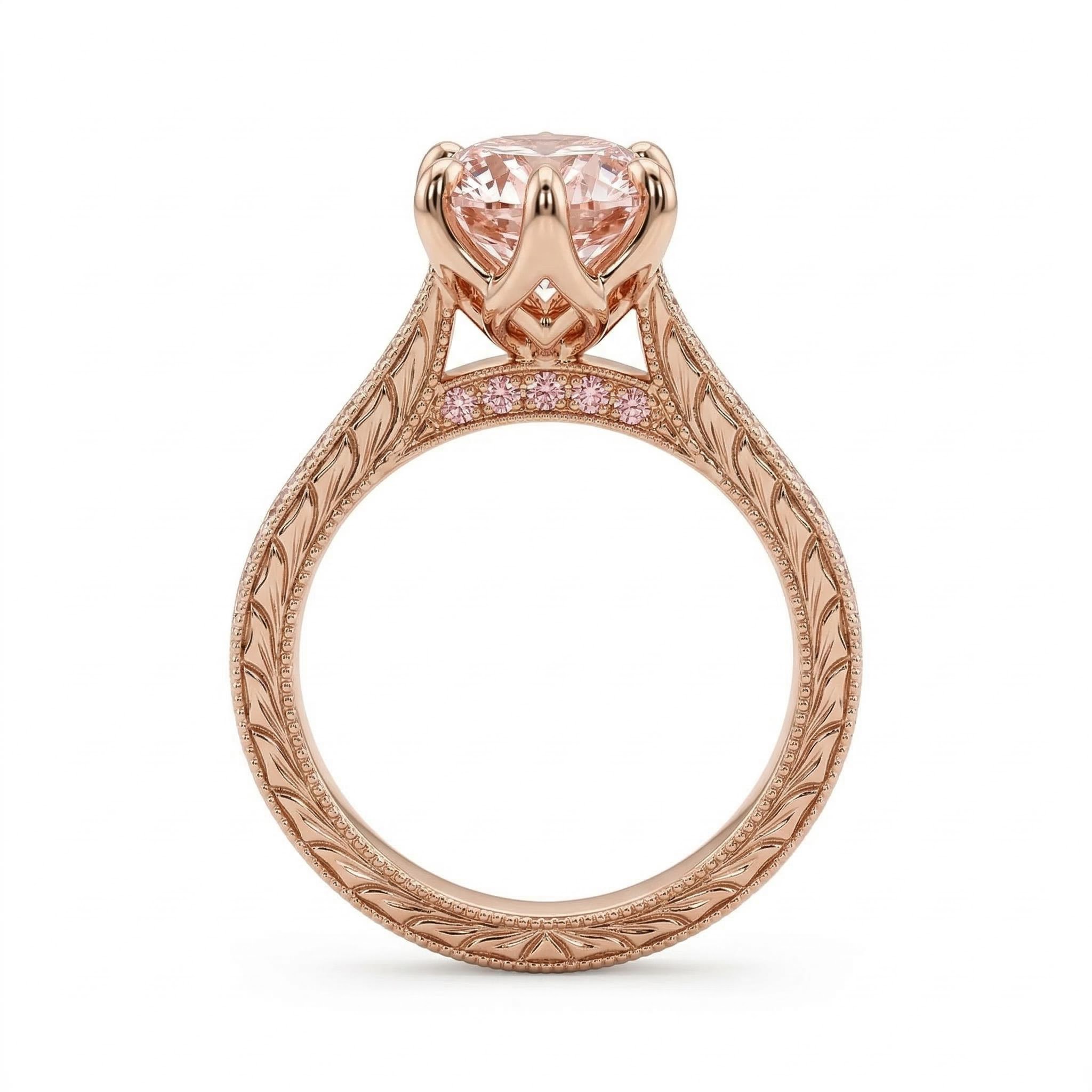 2.2ct CTW Pink Marquise Cut Vintage Pattern S925 Silver Engagement Ring