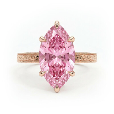 3.05 ct.tw. Pink Marquise Cut Vintage Pattern S925 Silver Engagement Ring