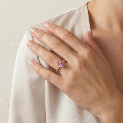 3.05 ct.tw. Pink Marquise Cut Vintage Pattern S925 Silver Engagement Ring