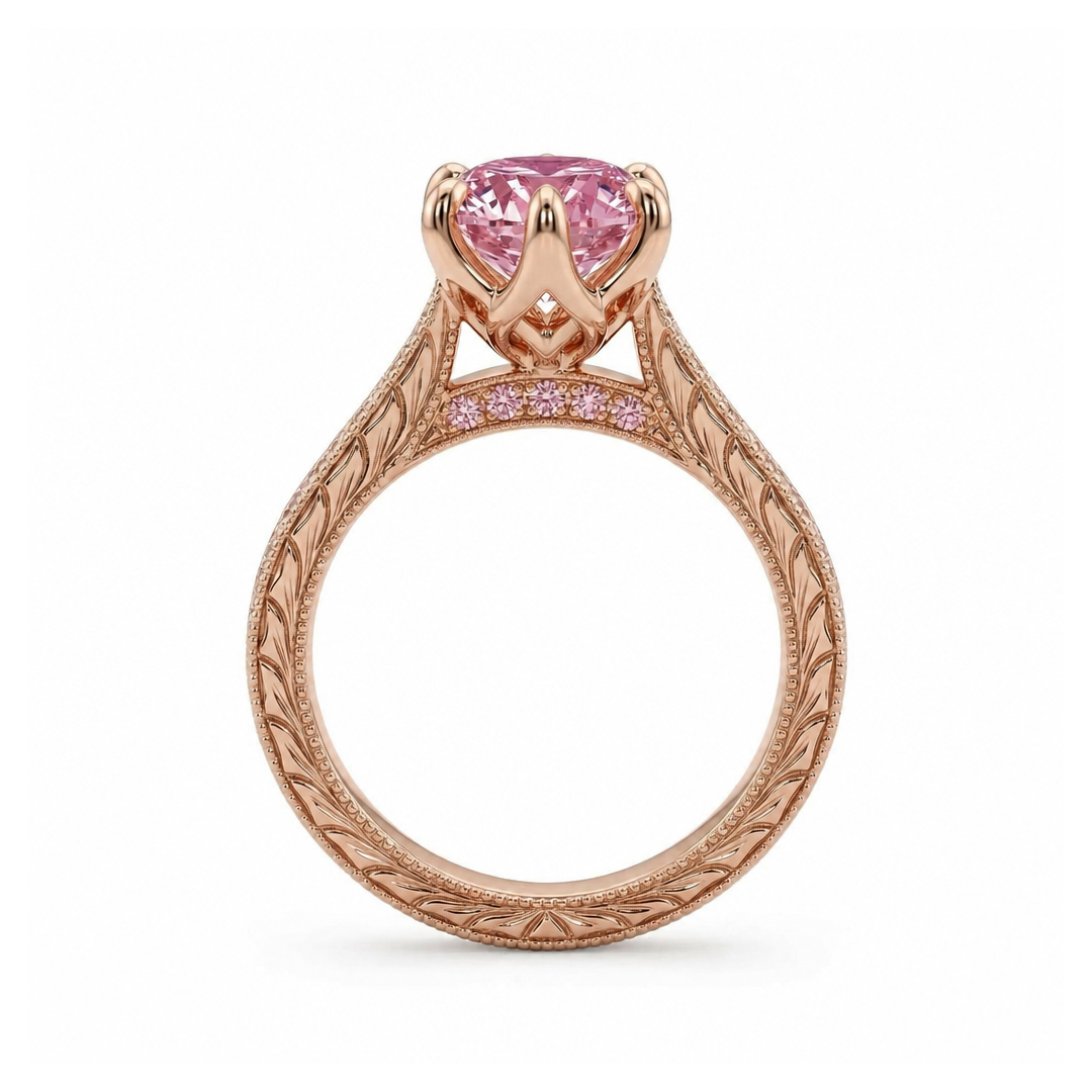 3.05 ct.tw. Pink Marquise Cut Vintage Pattern S925 Silver Engagement Ring