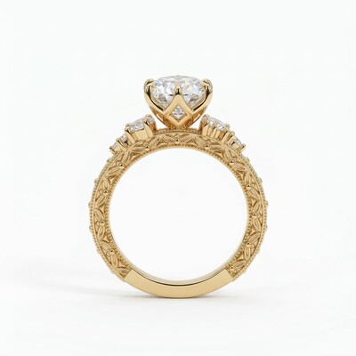 3.7ct CTW Cluster Oval Cut Vintage Pattern VVS Moissanite S925 Silver Engagement Ring