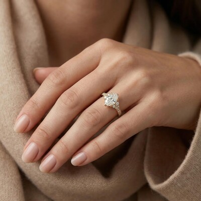 3.7ct. tw. Cluster Oval Cut Vintage Pattern VVS Moissanite S925 Silver Engagement Ring