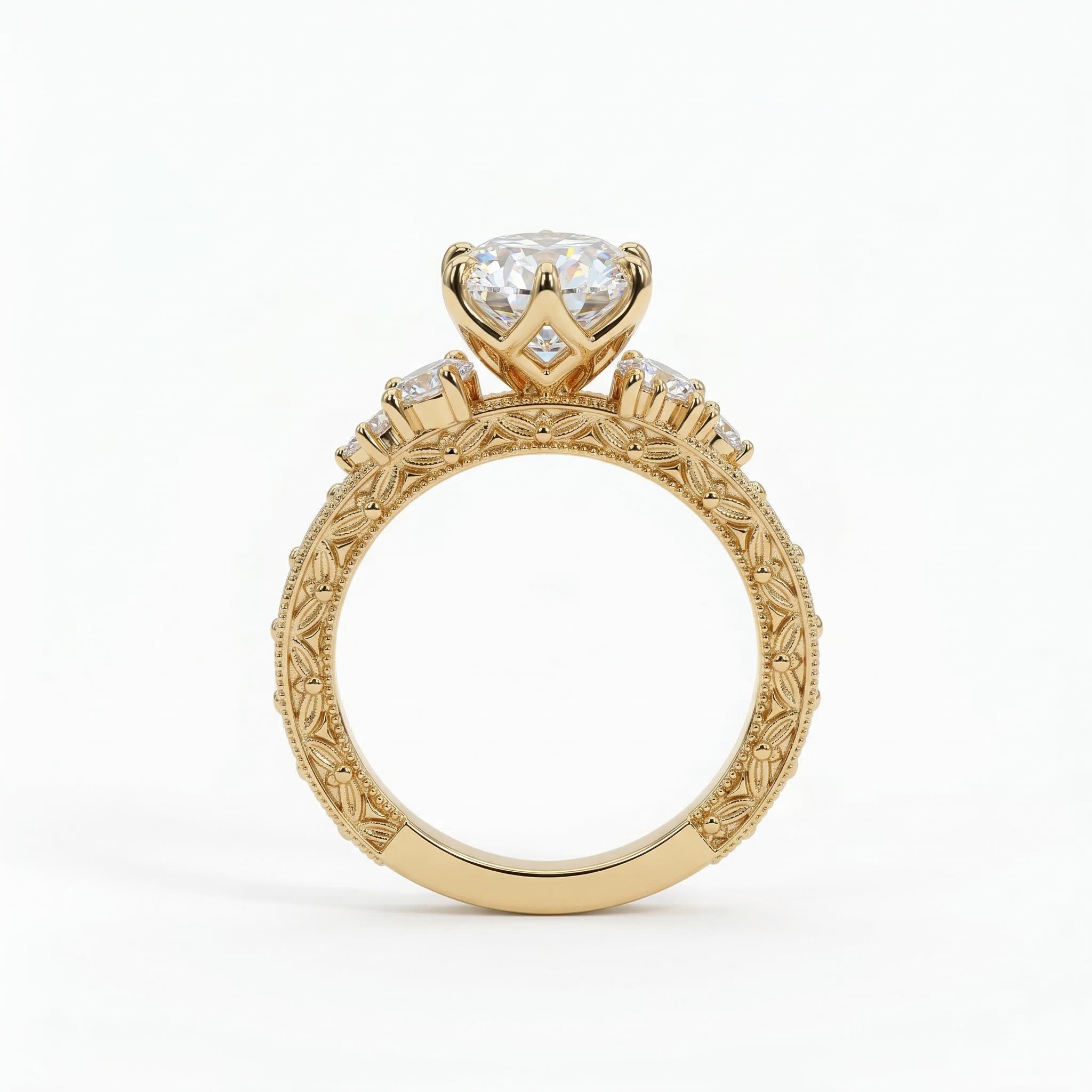 3.7 ct.tw. Cluster Oval Cut Vintage Pattern VVS Moissanite S925 Silver Engagement Ring