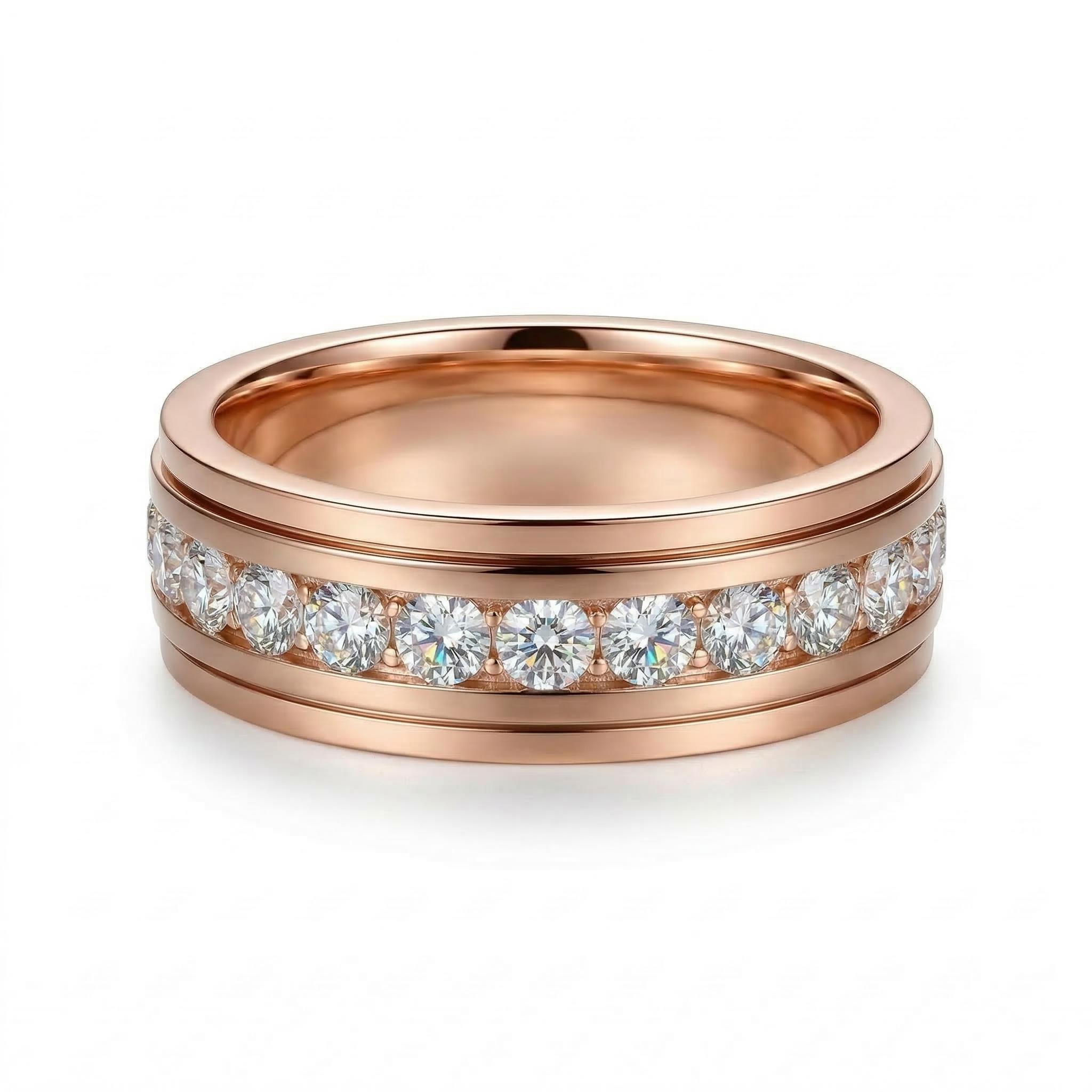 Sparkle Diamond Eternity Channel S925 Silver Wedding Band Ring