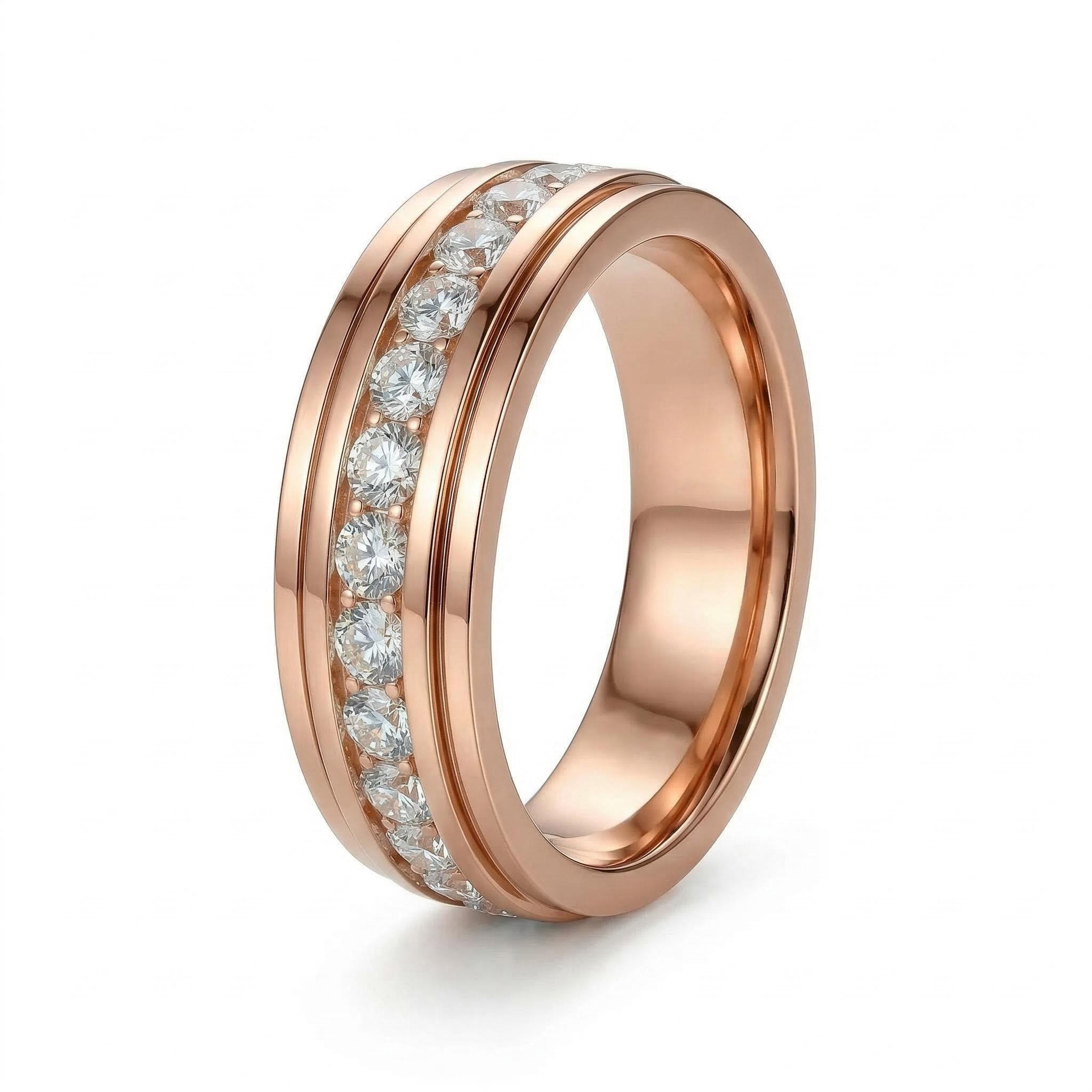 Sparkle Diamond Eternity Channel S925 Silver Wedding Band Ring