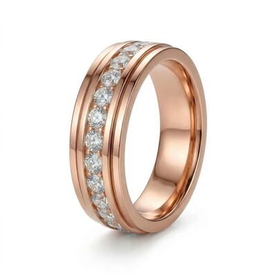 Sparkle Diamond Eternity Channel S925 Silver Wedding Band Ring