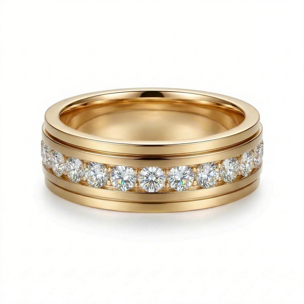 Sparkle Diamond Eternity Channel S925 Silver Wedding Band Ring