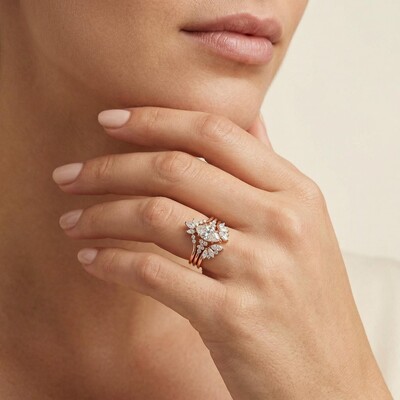 1.6ct. tw. Nature-inspired Marquise 3-Piece Stackable Bridal Ring Set