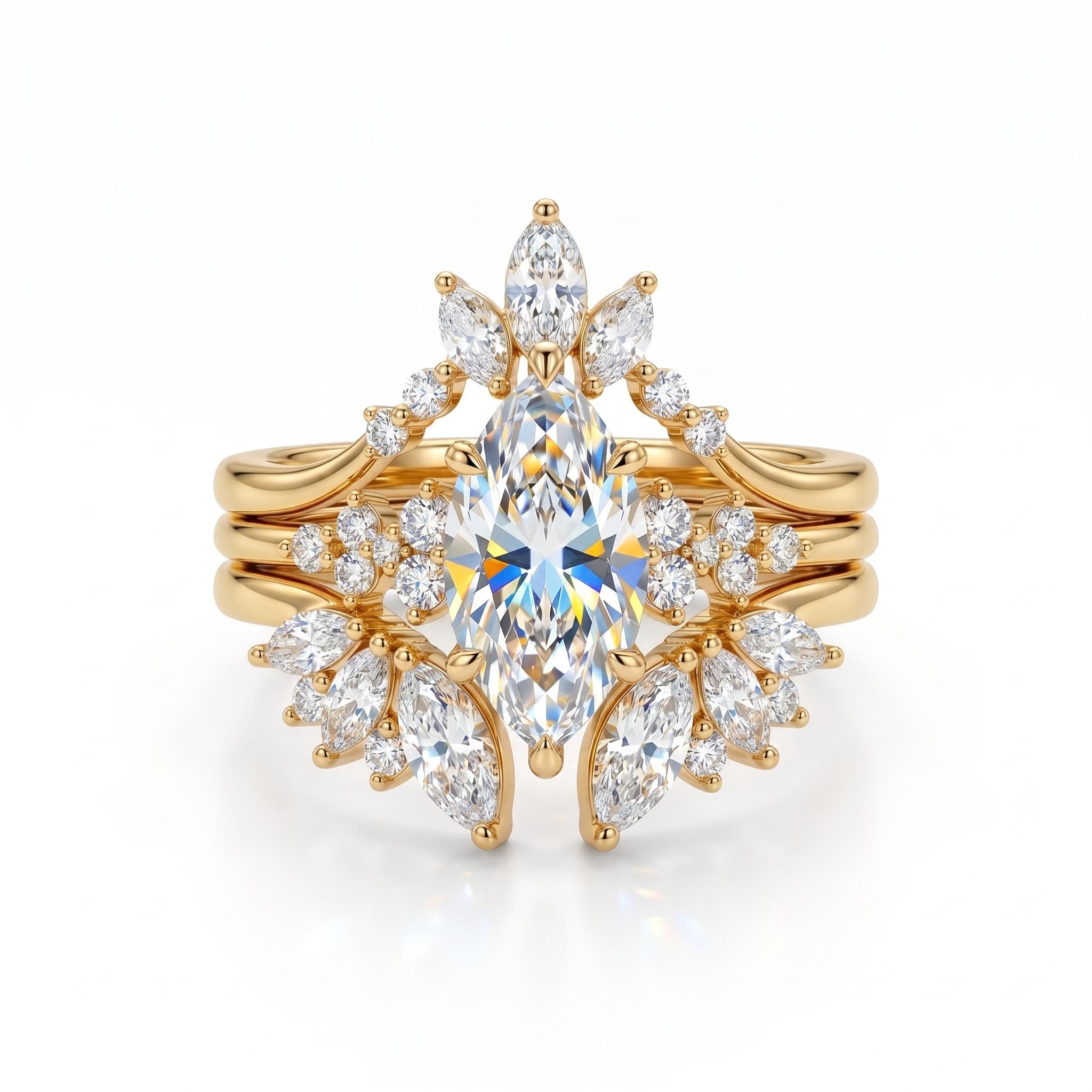 1.6ct. tw. Nature-inspired Marquise 3-Piece Stackable Bridal Ring Set 1.6ct. tw. Nature-inspired Marquise 3-Piece Stackable Bridal Ring Set