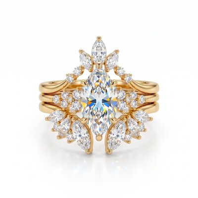 1.6ct. tw. Nature-inspired Marquise 3-Piece Stackable Bridal Ring Set