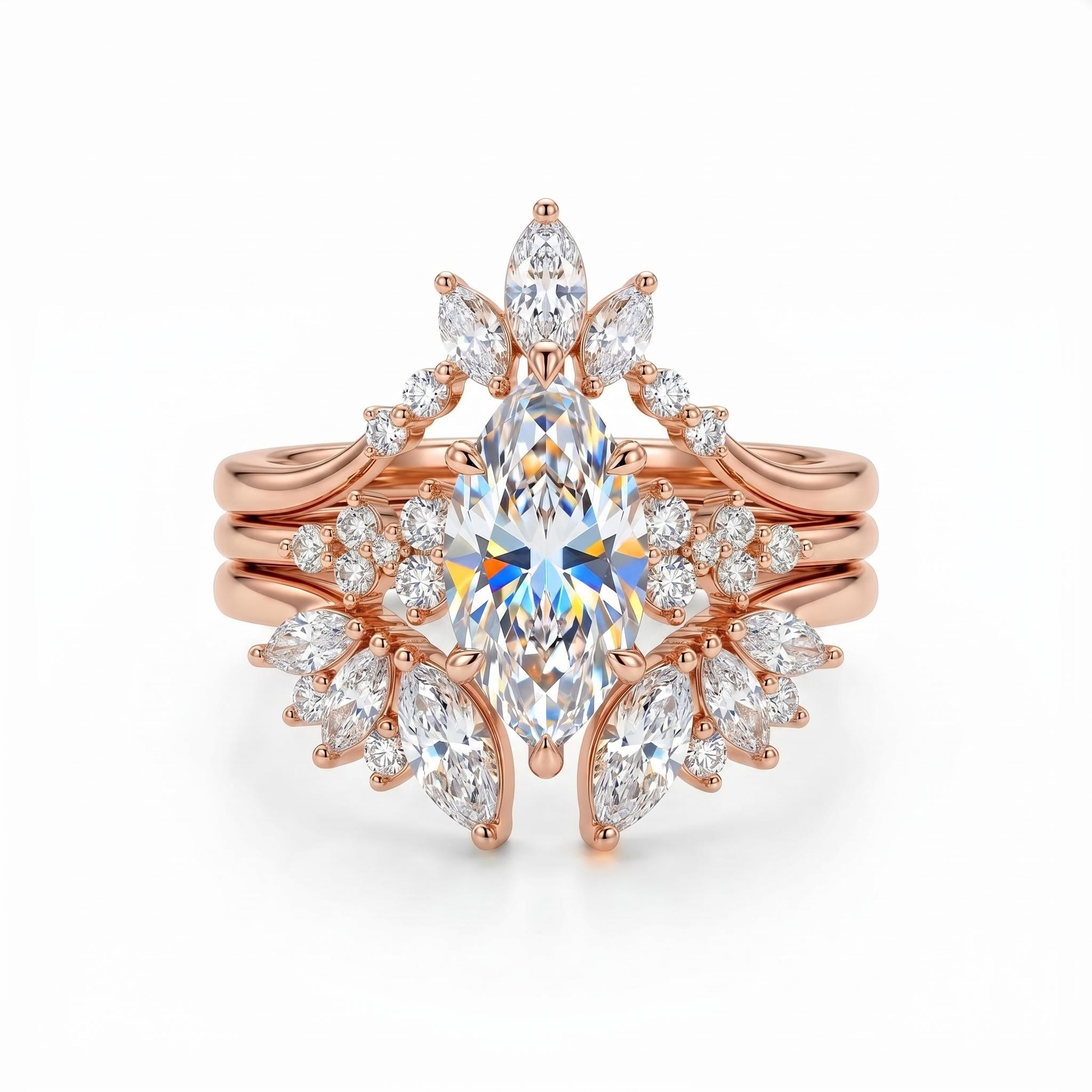 1.6ct. tw. Nature-inspired Marquise 3-Piece Stackable Bridal Ring Set 1.6ct. tw. Nature-inspired Marquise 3-Piece Stackable Bridal Ring Set