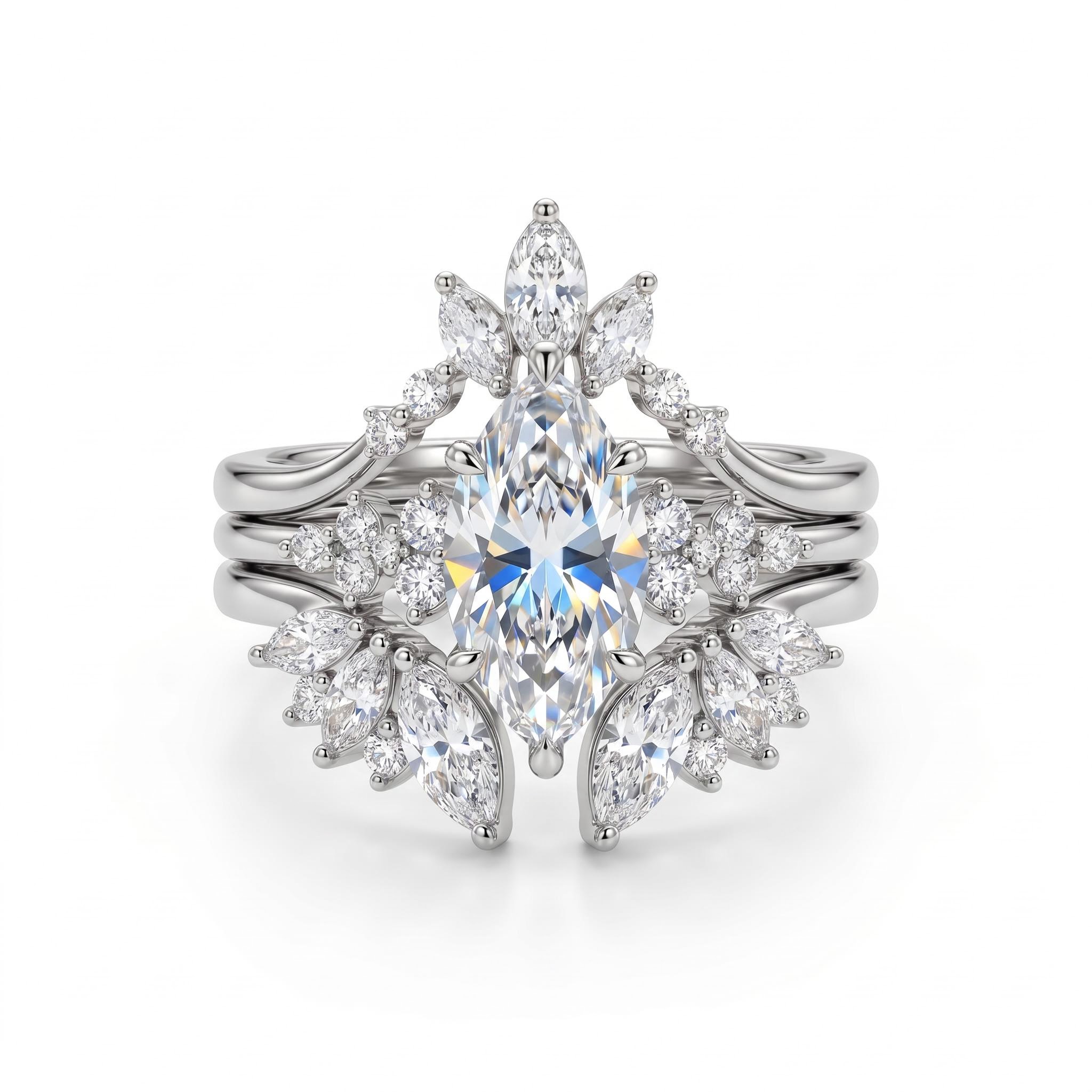 1.6ct. tw. Nature-inspired Marquise 3-Piece Stackable Bridal Ring Set 1.6ct. tw. Nature-inspired Marquise 3-Piece Stackable Bridal Ring Set