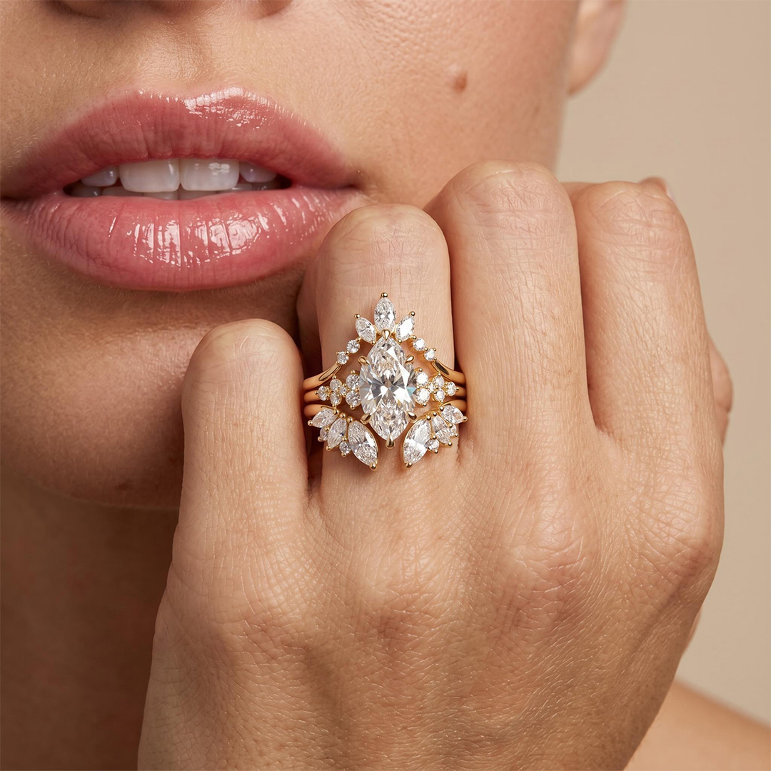 1.6ct. tw. Nature-inspired Marquise 3-Piece Stackable Bridal Ring Set 1.6ct. tw. Nature-inspired Marquise 3-Piece Stackable Bridal Ring Set