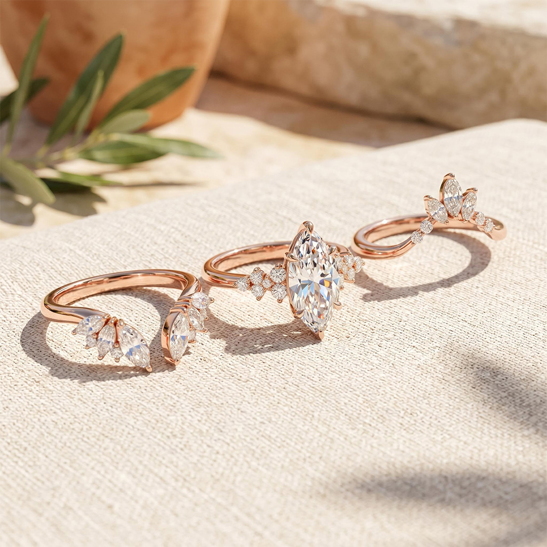 1.6ct. tw. Nature-inspired Marquise 3-Piece Stackable Bridal Ring Set 1.6ct. tw. Nature-inspired Marquise 3-Piece Stackable Bridal Ring Set