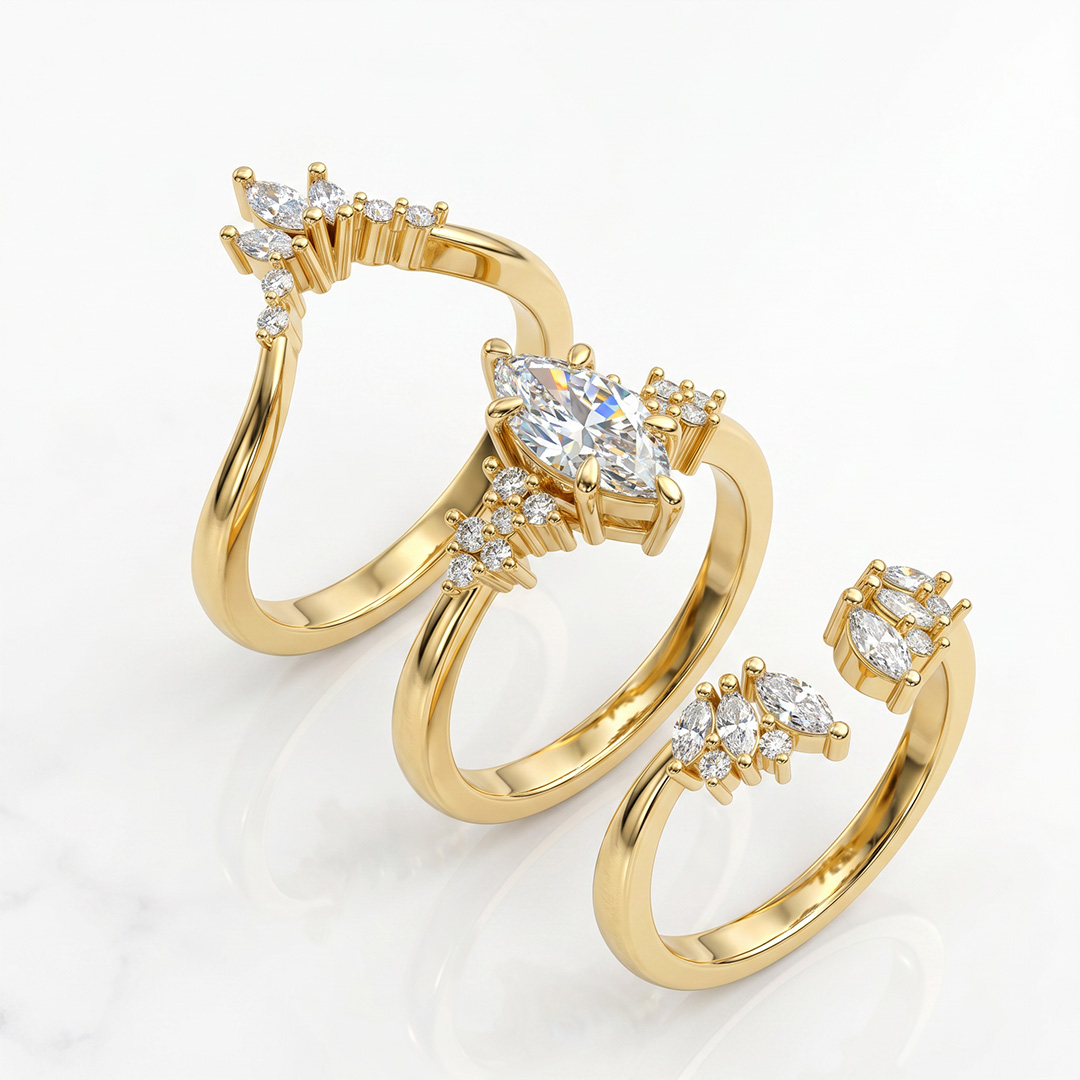 1.6ct. tw. Nature-inspired Marquise 3-Piece Stackable Bridal Ring Set 1.6ct. tw. Nature-inspired Marquise 3-Piece Stackable Bridal Ring Set