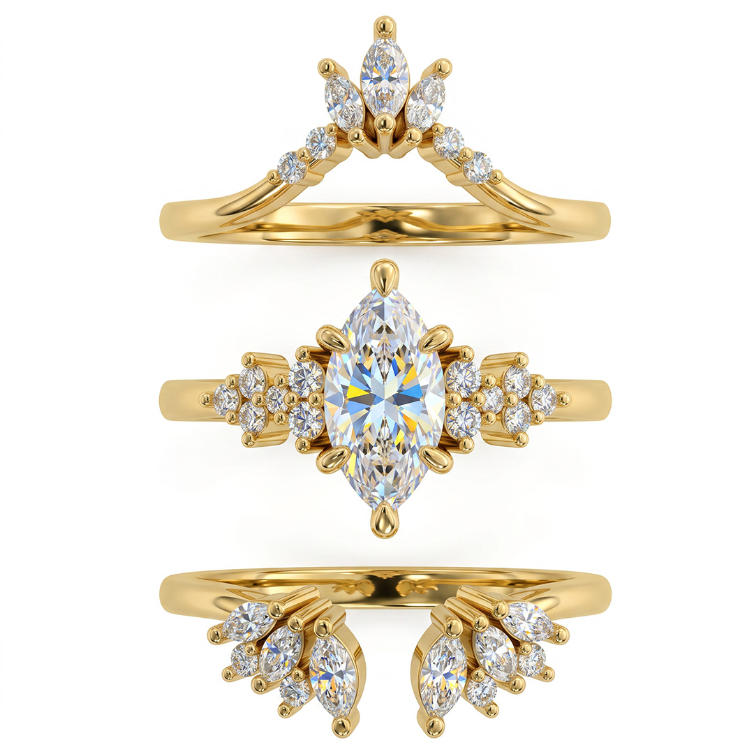 1.6ct. tw. Nature-inspired Marquise 3-Piece Stackable Bridal Ring Set 1.6ct. tw. Nature-inspired Marquise 3-Piece Stackable Bridal Ring Set