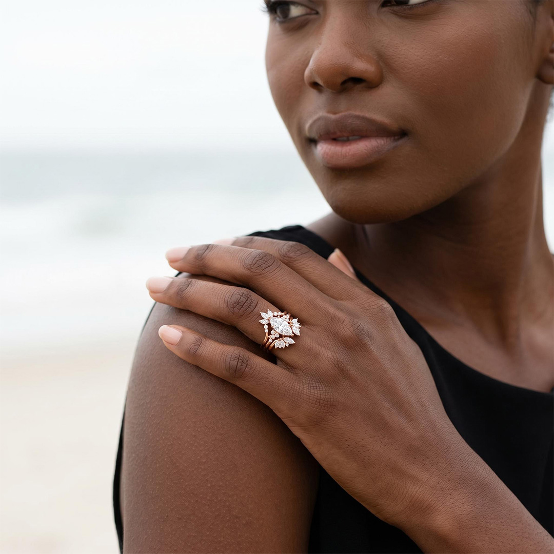 1.6ct. tw. Nature-inspired Marquise 3-Piece Stackable Bridal Ring Set 1.6ct. tw. Nature-inspired Marquise 3-Piece Stackable Bridal Ring Set