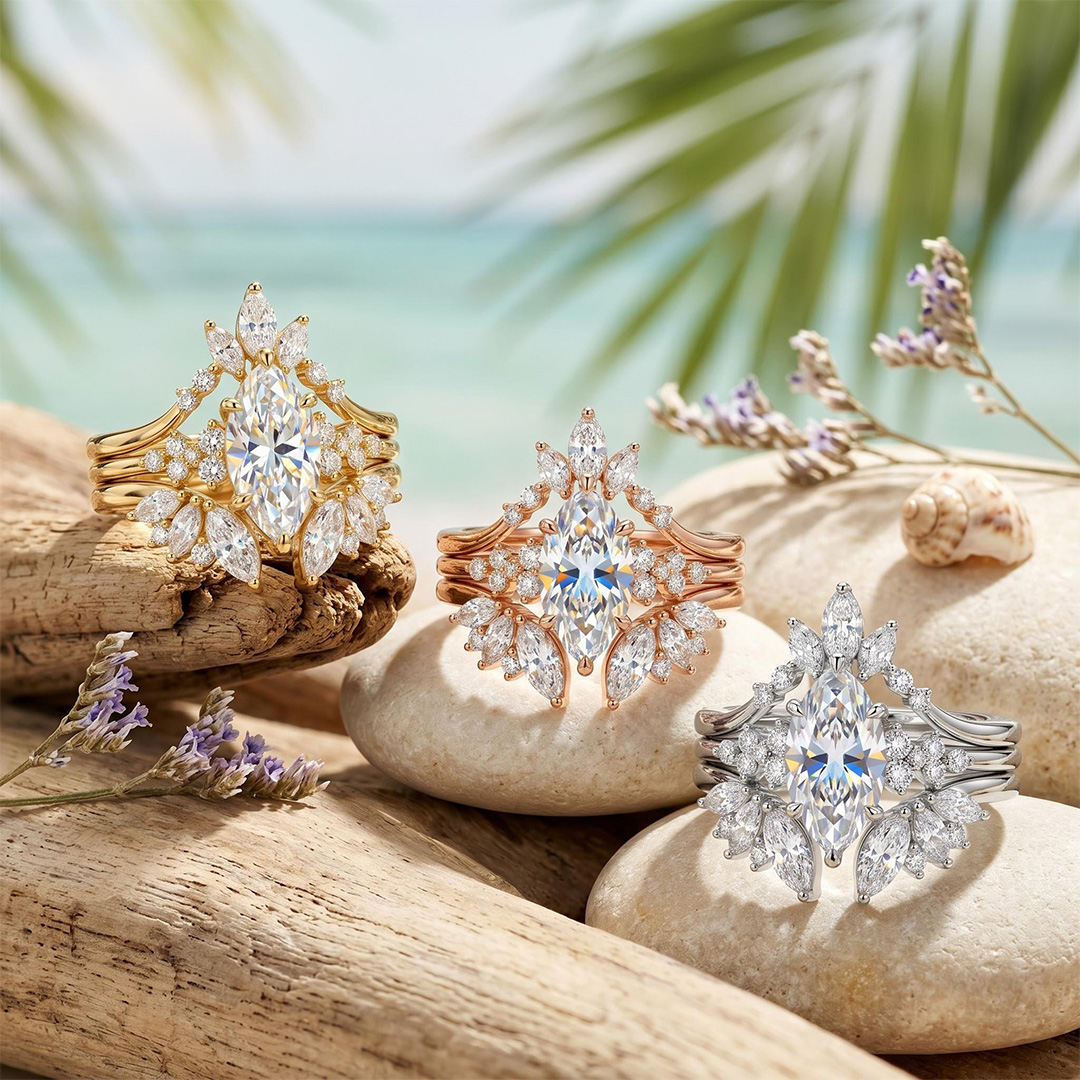 1.6ct. tw. Nature-inspired Marquise 3-Piece Stackable Bridal Ring Set 1.6ct. tw. Nature-inspired Marquise 3-Piece Stackable Bridal Ring Set