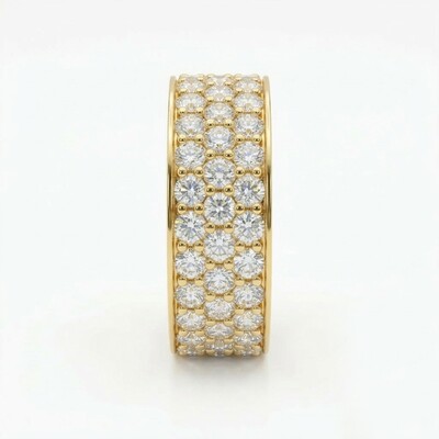 3 Row Pavé-Set S925 Silver Wedding Band Ring