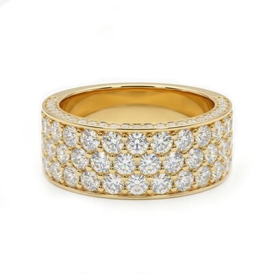 3 Row Pavé-Set S925 Silver Wedding Band Ring