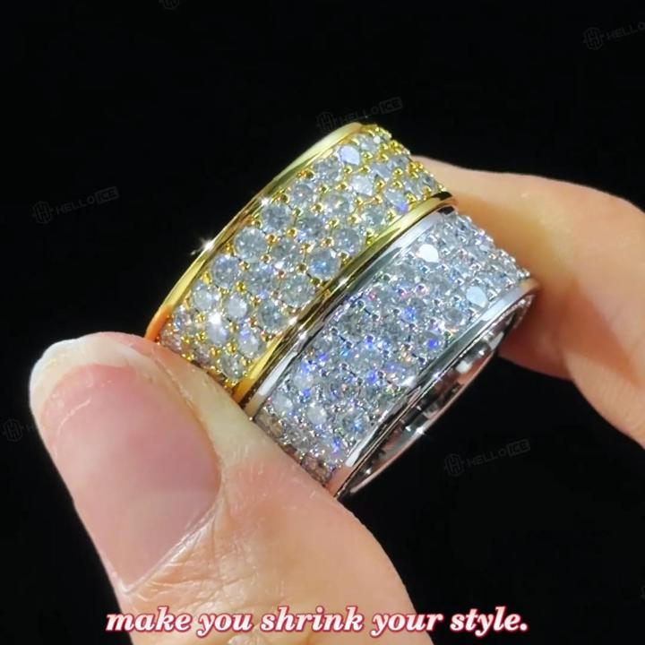 3 Row Pavé-Set S925 Silver Wedding Band Ring 3 Row Pavé-Set S925 Silver Wedding Band Ring