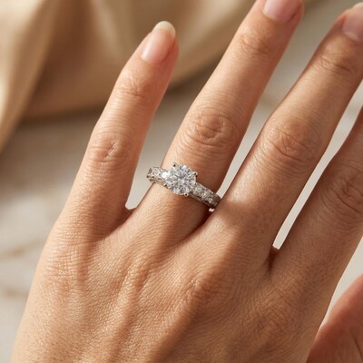 5.47 ct.tw. Pavé & Brilliant Round Cut S925 Silver Engagement Ring