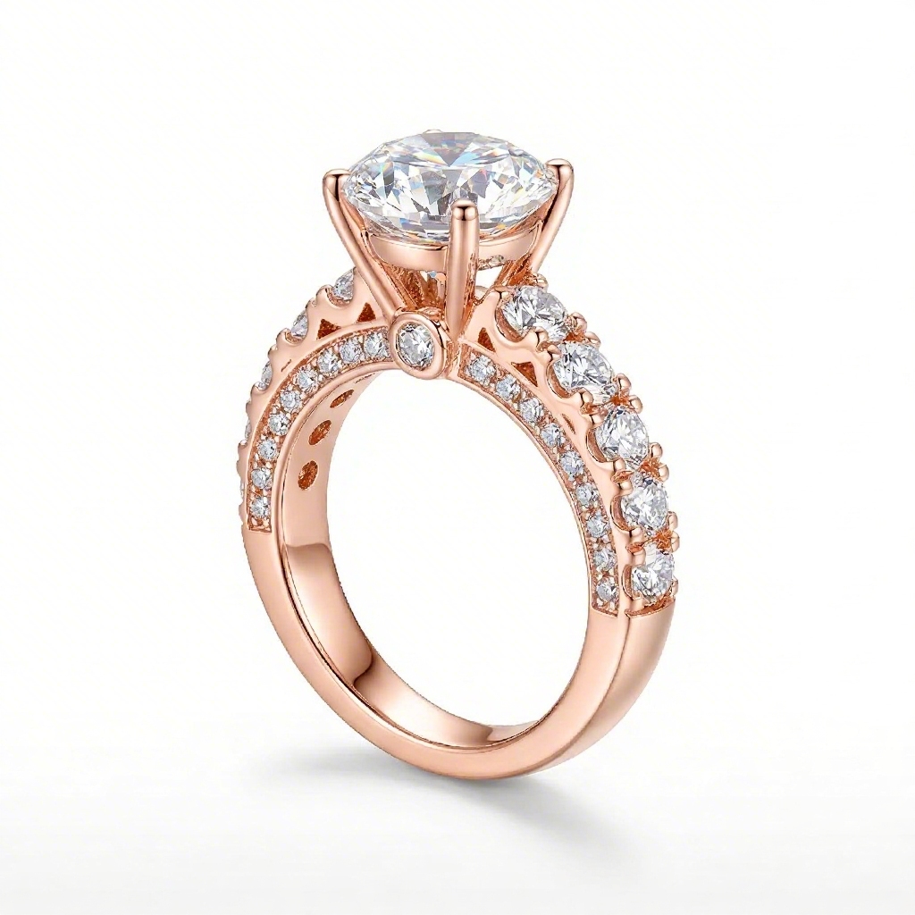 3.8Ct CTW Pavé & Brilliant Round Cut S925 Silver Engagement Ring