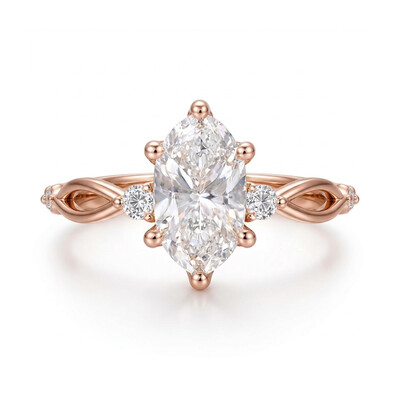 1.2Ct CTW Twisted Oval Cut VVS Moissanite S925 Silver Engagement Ring