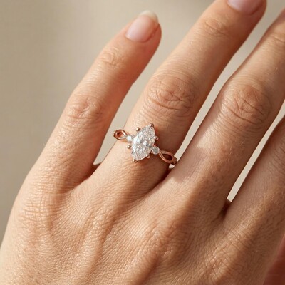 2.16 ct.tw. Twisted Oval Cut VVS Moissanite S925 Silver Engagement Ring