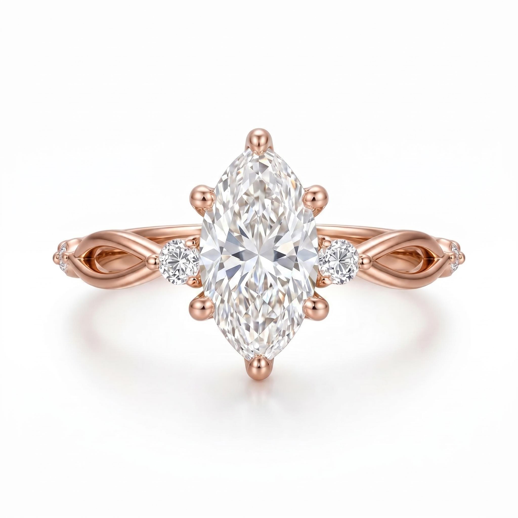 2.16 ct.tw. Twisted Marquise Cut VVS Moissanite S925 Silver Engagement Ring 2.16 ct.tw. Twisted Marquise Cut VVS Moissanite S925 Silver Engagement Ring
