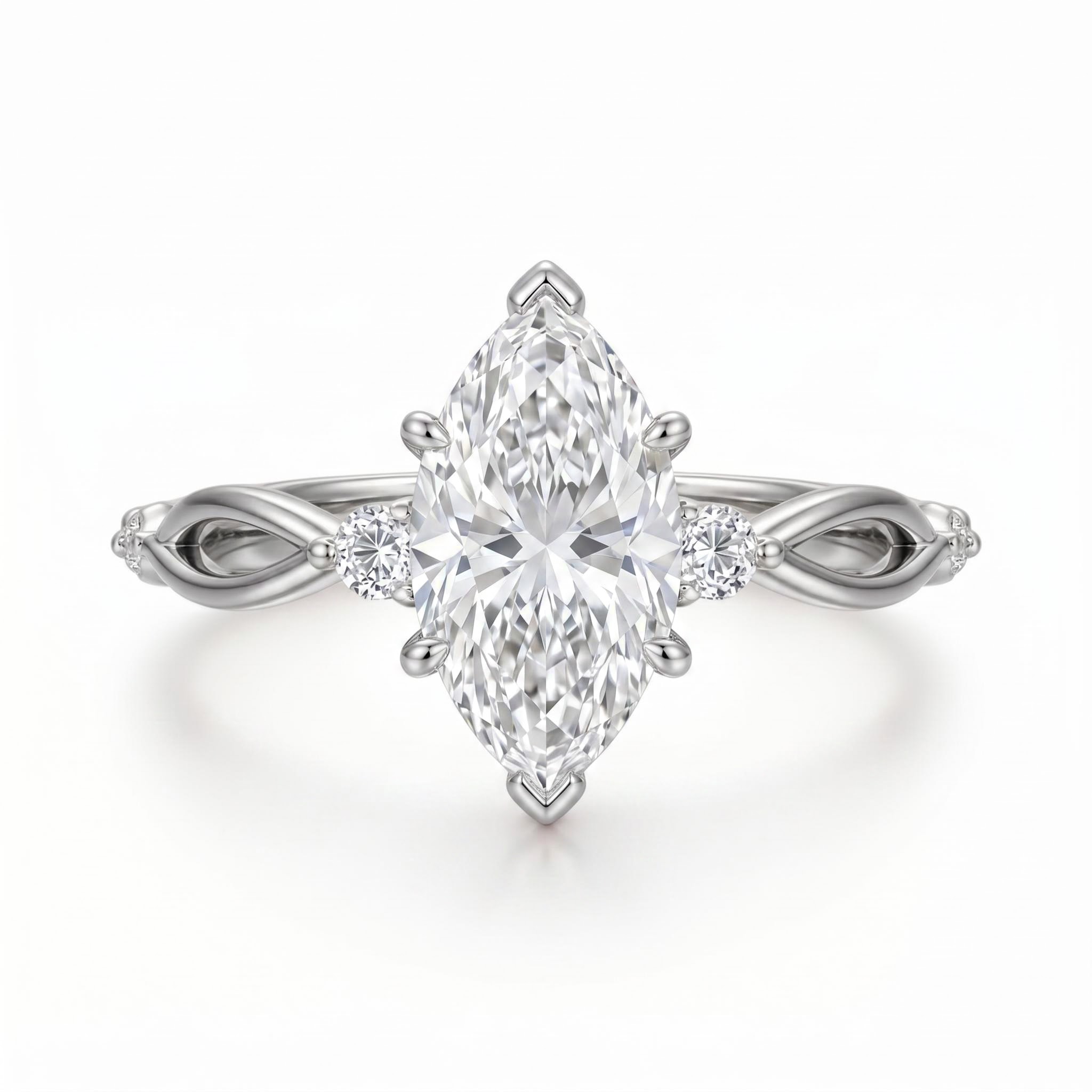 2.16 ct.tw. Twisted Marquise Cut VVS Moissanite S925 Silver Engagement Ring 2.16 ct.tw. Twisted Marquise Cut VVS Moissanite S925 Silver Engagement Ring