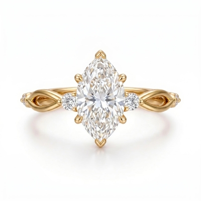2.16 ct.tw. Twisted Marquise Cut VVS Moissanite S925 Silver Engagement Ring