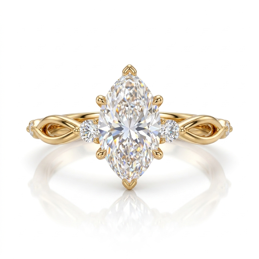 2.16 ct.tw. Twisted Marquise Cut VVS Moissanite S925 Silver Engagement Ring 2.16 ct.tw. Twisted Marquise Cut VVS Moissanite S925 Silver Engagement Ring