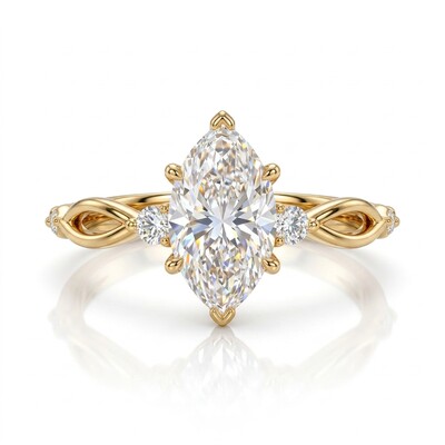 2.16 ct.tw. Twisted Marquise Cut VVS Moissanite S925 Silver Engagement Ring