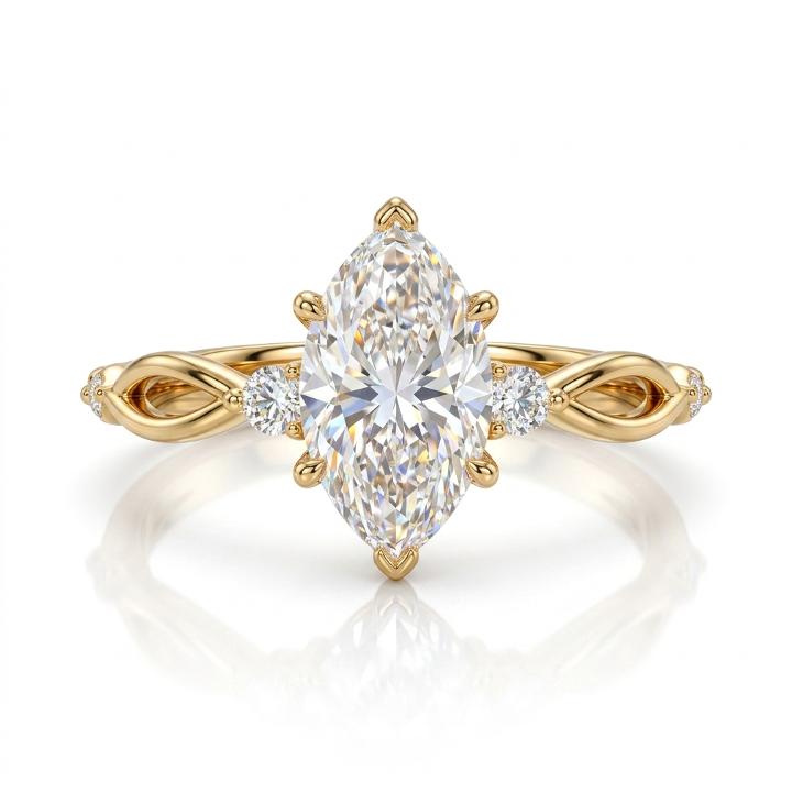 2.16 ct.tw. Twisted Marquise Cut VVS Moissanite S925 Silver Engagement Ring 2.16 ct.tw. Twisted Marquise Cut VVS Moissanite S925 Silver Engagement Ring