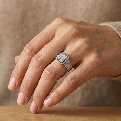 Stackable Two-Piece Baguette&Round Cut VVS Moissanite S925 Silver Bridal Ring Set