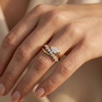 2.8 ct.tw Pear Cut Twisted  S925 Silver Engagement Ring