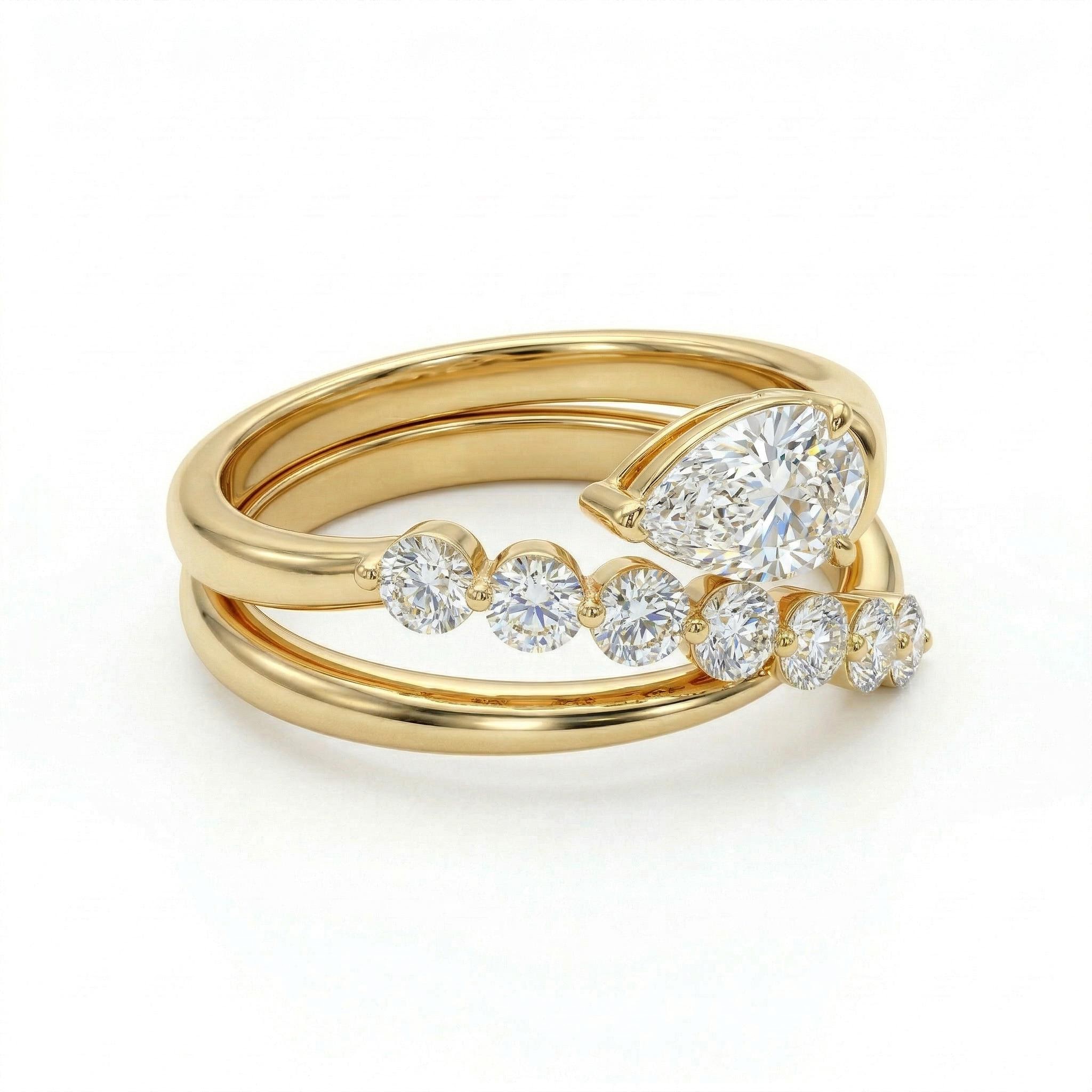 2.8 ct.tw. Pear Cut Twisted  S925 Silver Engagement Ring