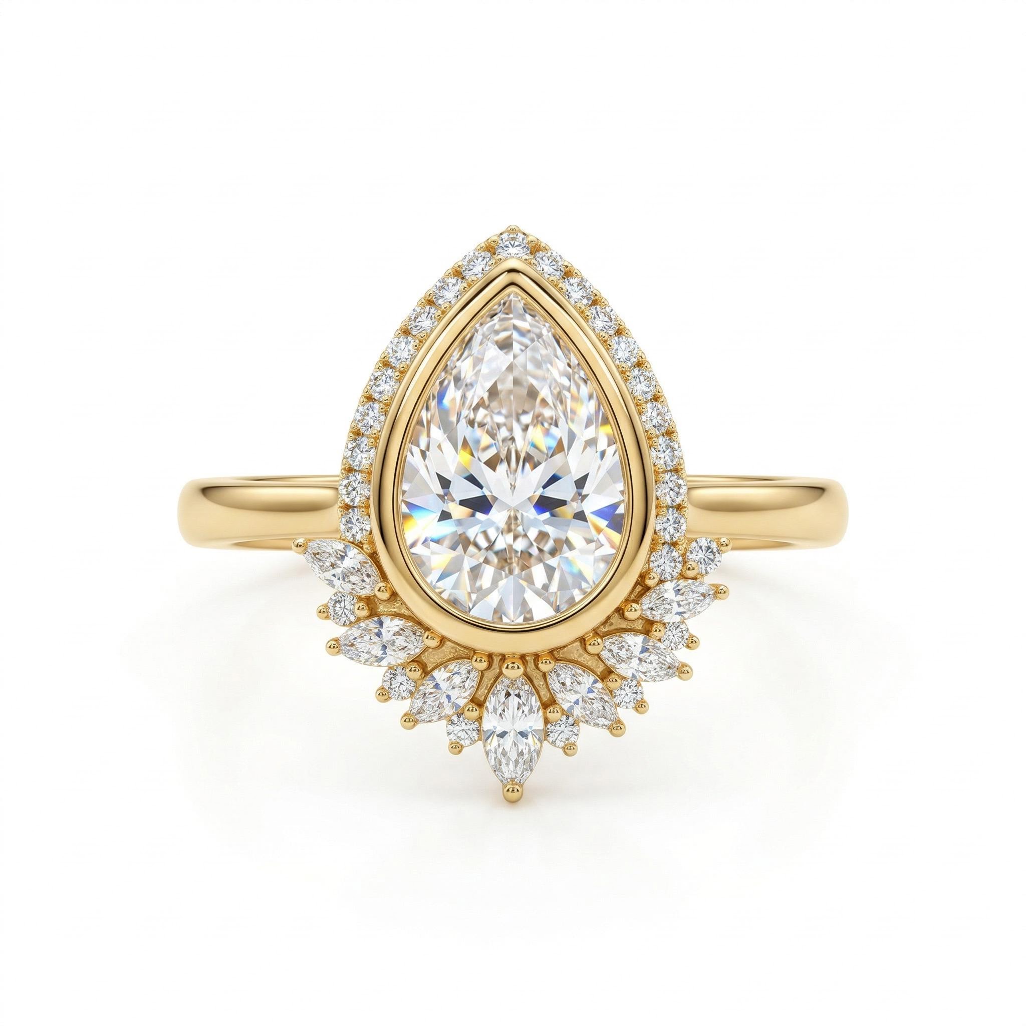 2.7 ct.tw Halo Bezel Pear Cut VVS Moissanite S925 Silver Engagement Ring 2.7 ct.tw Halo Bezel Pear Cut VVS Moissanite S925 Silver Engagement Ring