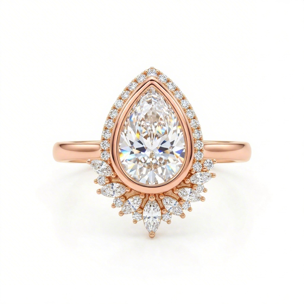 2.7 ct.tw Halo Bezel Pear Cut VVS Moissanite S925 Silver Engagement Ring 2.7 ct.tw Halo Bezel Pear Cut VVS Moissanite S925 Silver Engagement Ring