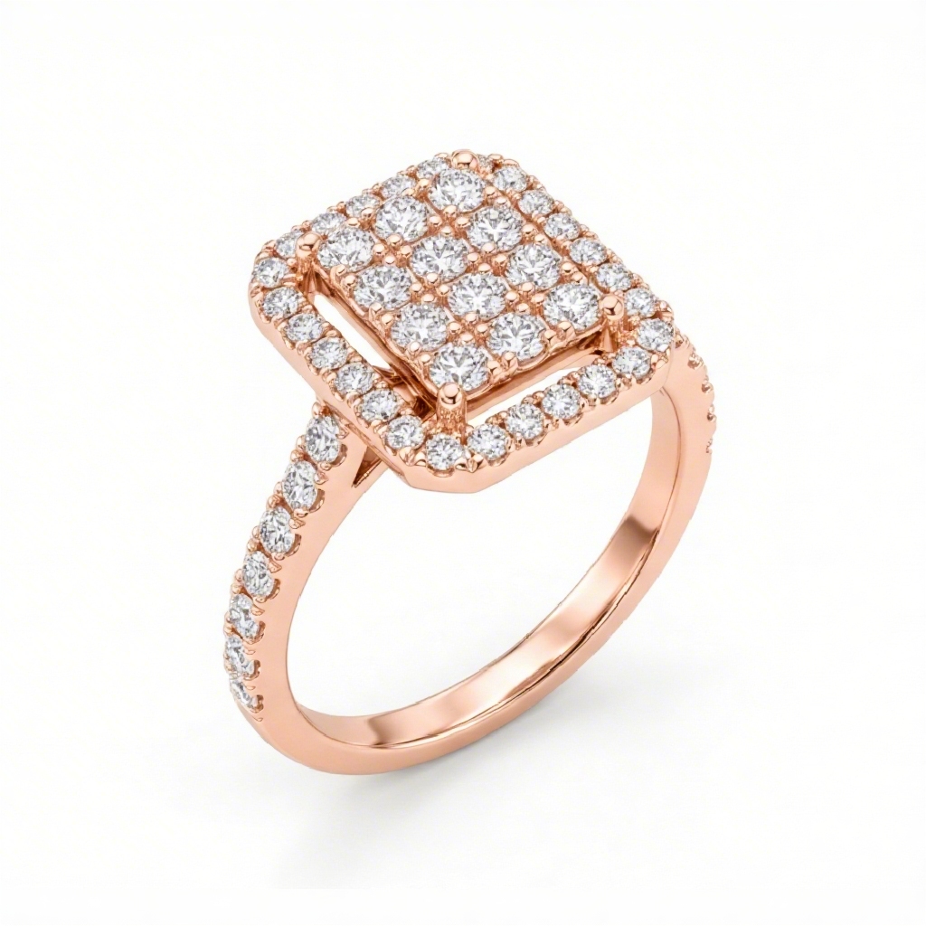 1.5 ct.tw Square Halo White Round Cut S925 Silver Engagement Ring