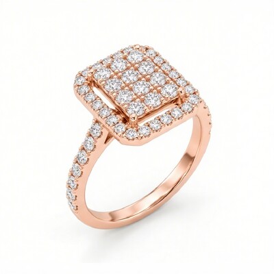 1.5 ct.tw Square Halo White Round Cut S925 Silver Engagement Ring